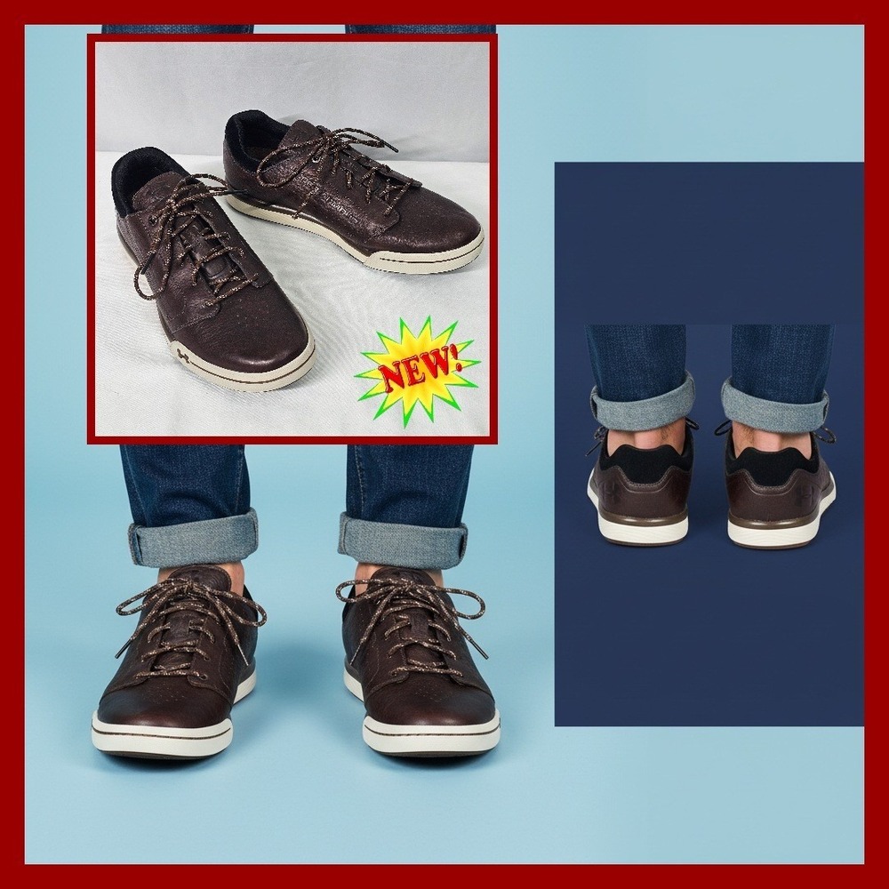 Under Armour Leather Low Top Casual Sneakers Brown Lace Up Shoes Size 7 Mens‎
